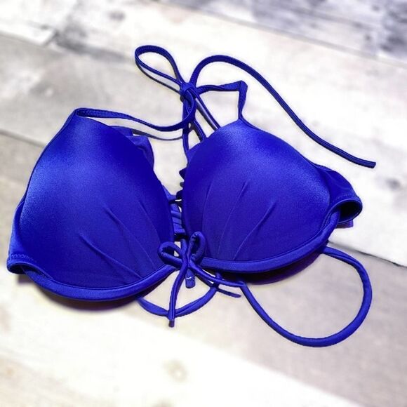 Victoria's Secret Royal Blue Push Up Bikini Top 32B - Picture 1 of 6